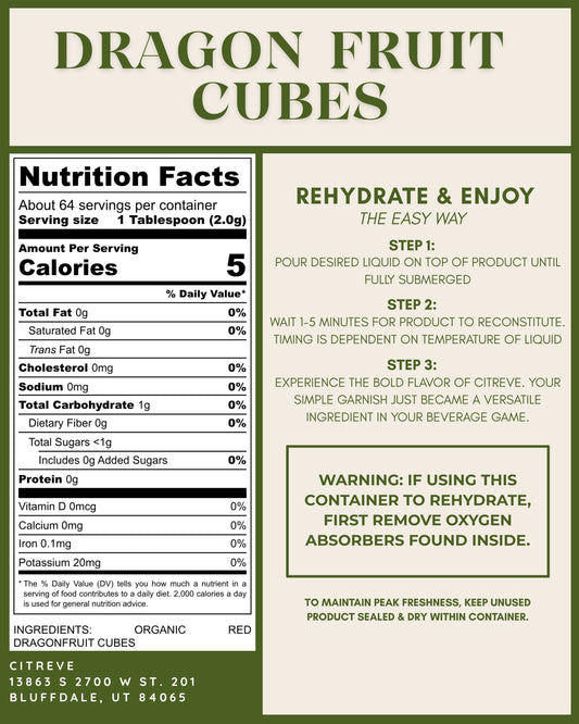 Freeze-Dried Dragon Fruit Cubes