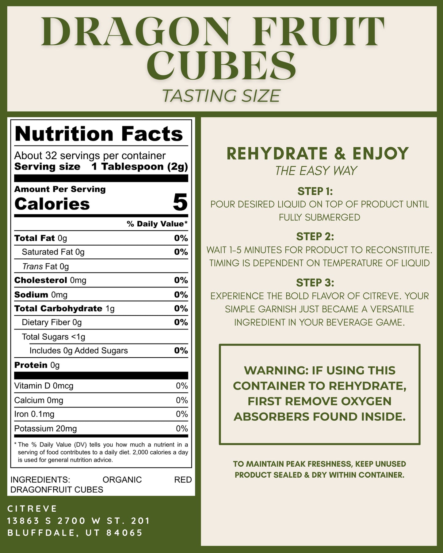 Tasting Size- Freeze-Dried Dragon Fruit Cubes