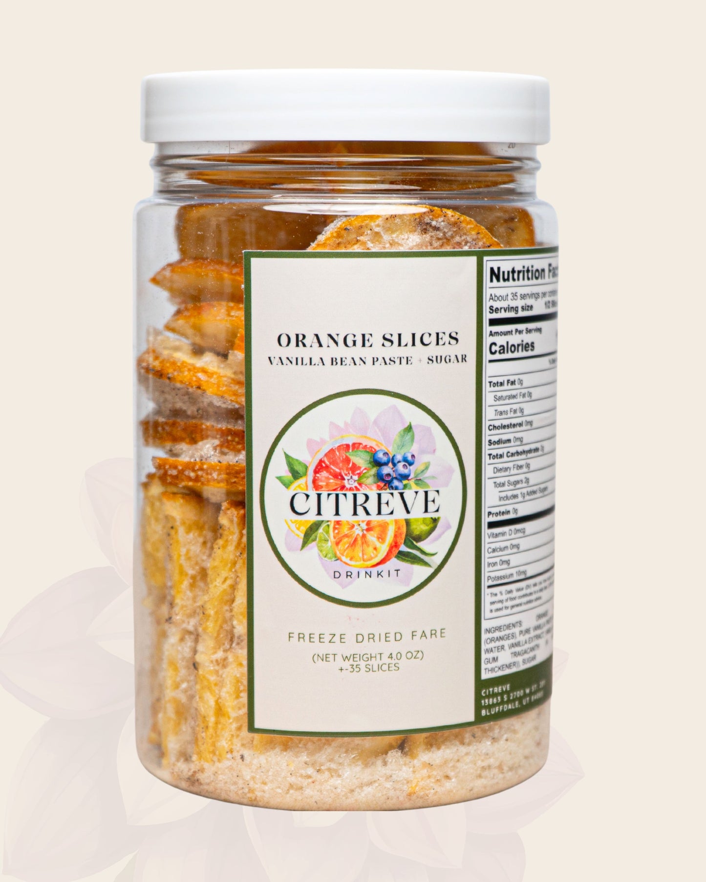 Case- Freeze Dried Orange Slices with Vanilla Bean Paste + Sugar