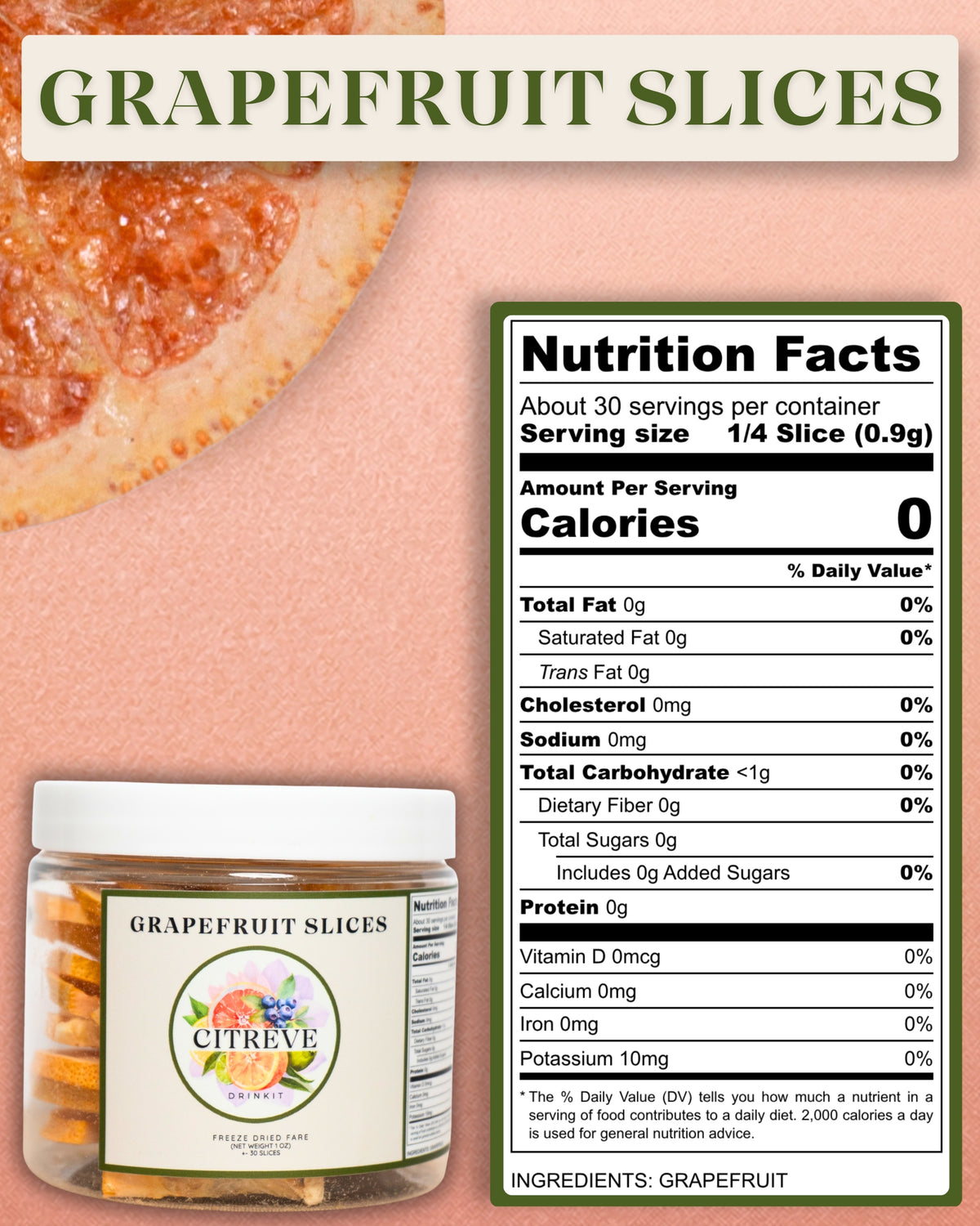 Tasting Size - Freeze-Dried Grapefruit Slices