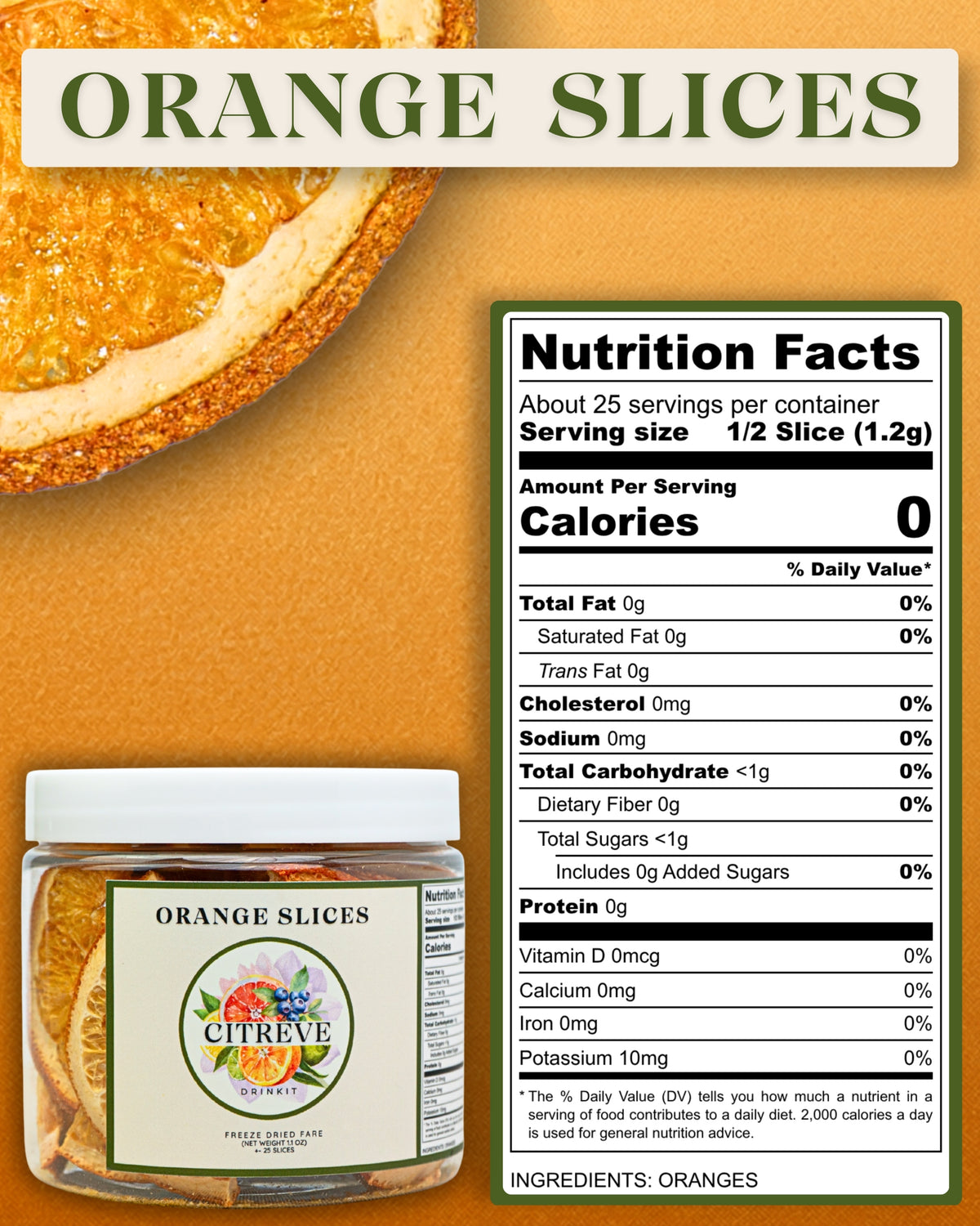 Tasting Size - Freeze-Dried Orange Slices
