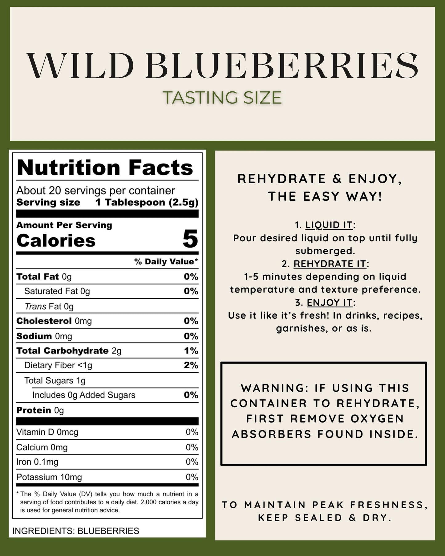 Tasting Size - Freeze-Dried Wild Blueberries