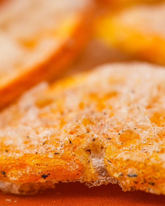 Freeze-Dried Orange Slices with Vanilla Bean Paste + Sugar