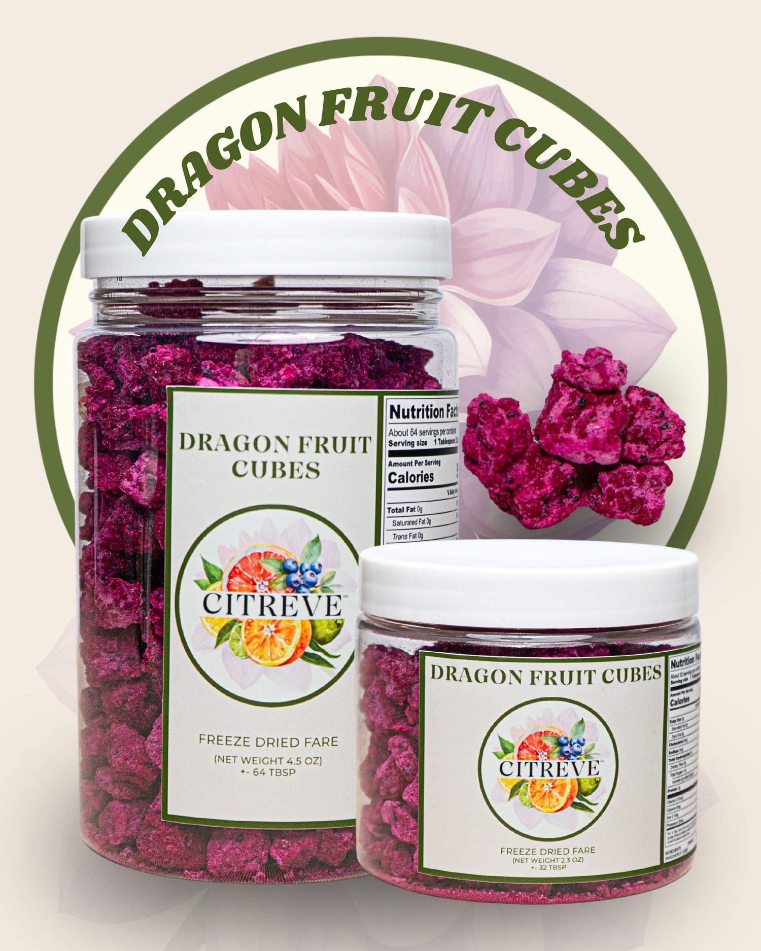 Freeze-Dried Dragon Fruit Cubes