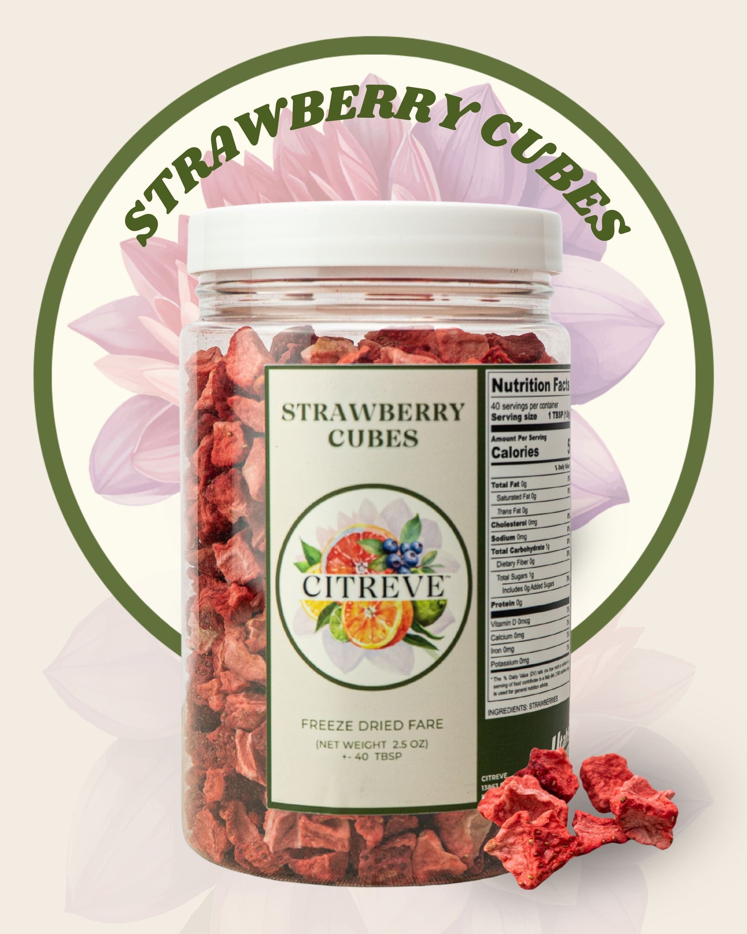 Freeze Dried Strawberry Cubes