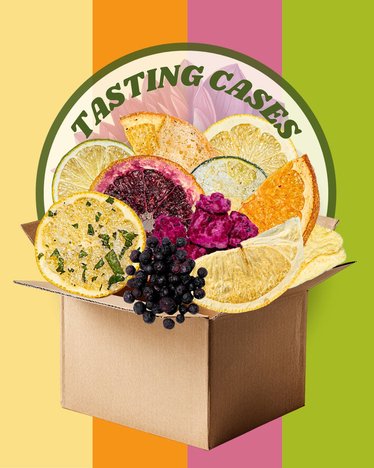 CITREVE tasting-size freeze-dried fruit jars arranged in a cardboard assortment box.