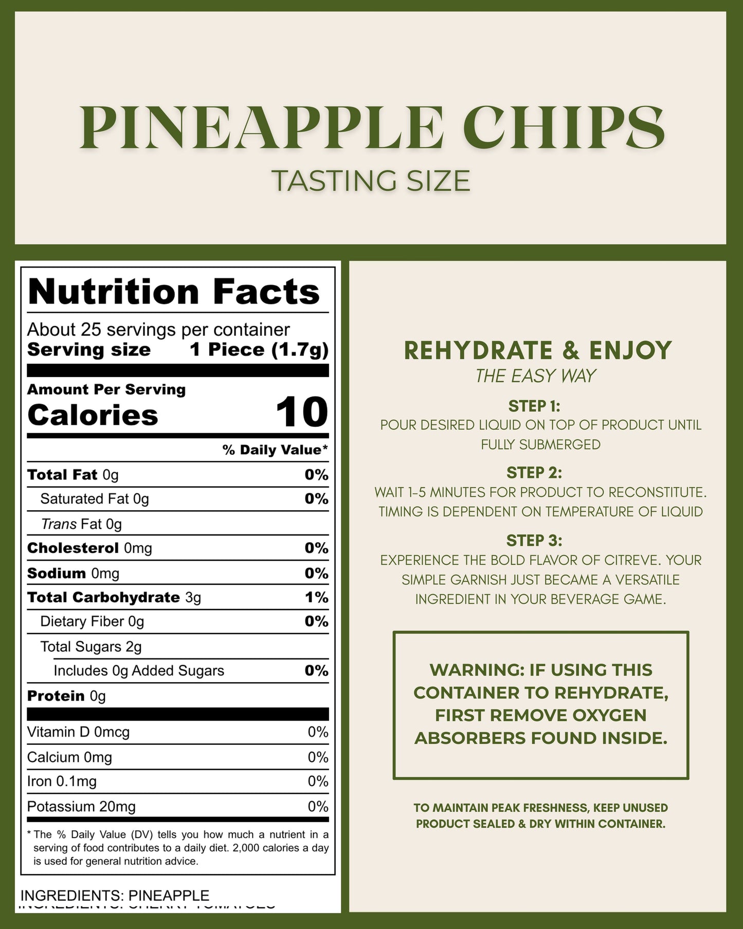 Tasting Size- Freeze-Dried Pineapple Chips