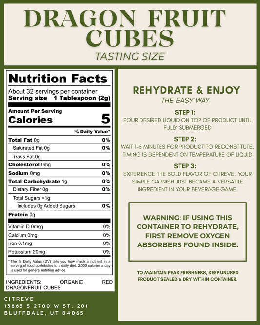 Tasting Size- Freeze-Dried Dragon Fruit Cubes
