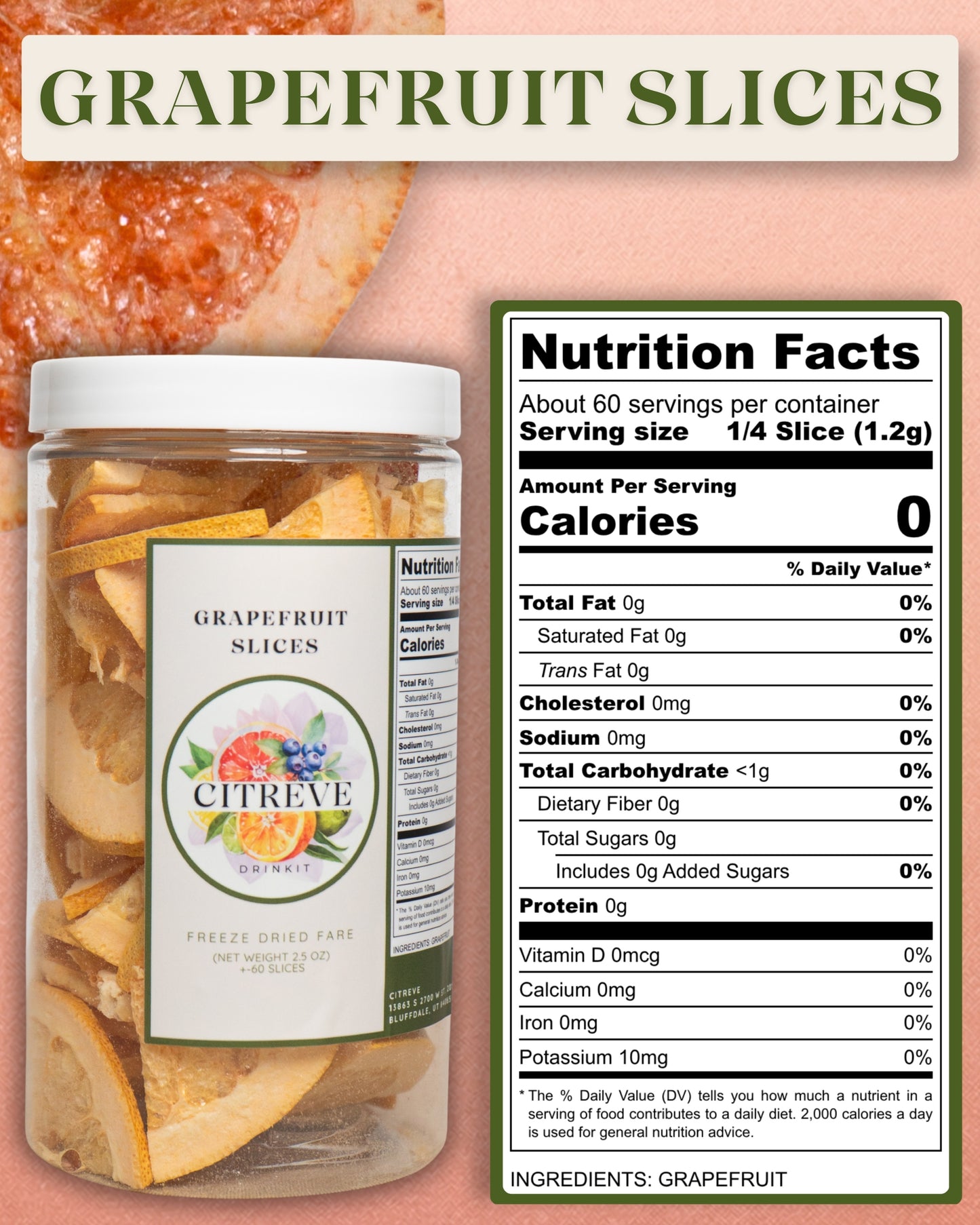 Freeze-Dried Grapefruit Slice