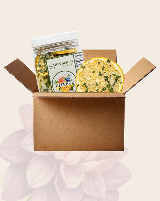Case- Freeze-Dried Lemon Slices with Mint + Sugar