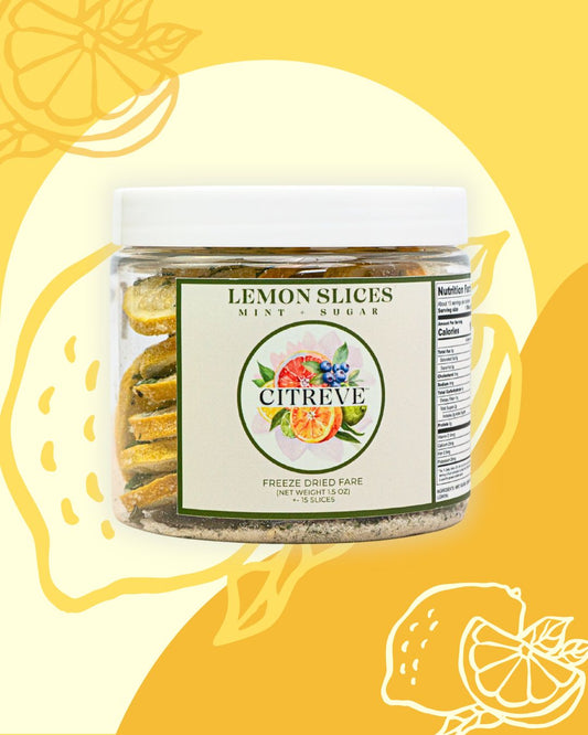 Tasting Size- Freeze-Dried Lemon Slices with Mint + Sugar