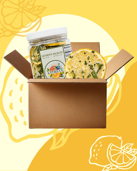 Case- Freeze-Dried Lemon Slices with Mint + Sugar