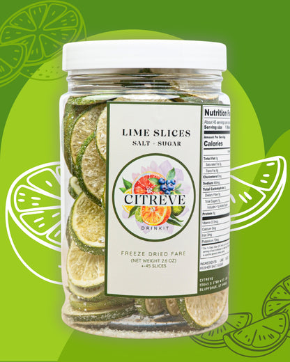 Freeze-Dried Lime Slices with Kosher Salt + Sugar