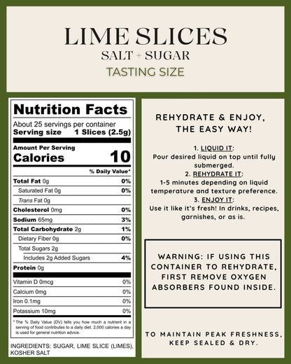 Tasting Size - Freeze-Dried Lime Slices with Kosher Salt + Sugar