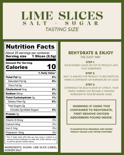Tasting Size - Freeze-Dried Lime Slices with Kosher Salt + Sugar