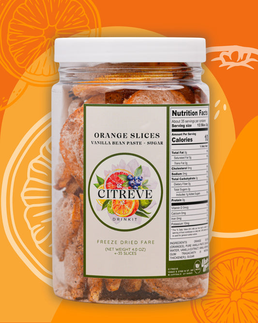 Freeze-Dried Orange Slices with Vanilla Bean Paste + Sugar