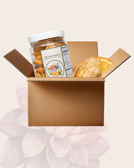 Case- Freeze Dried Orange Slices with Vanilla Bean Paste + Sugar