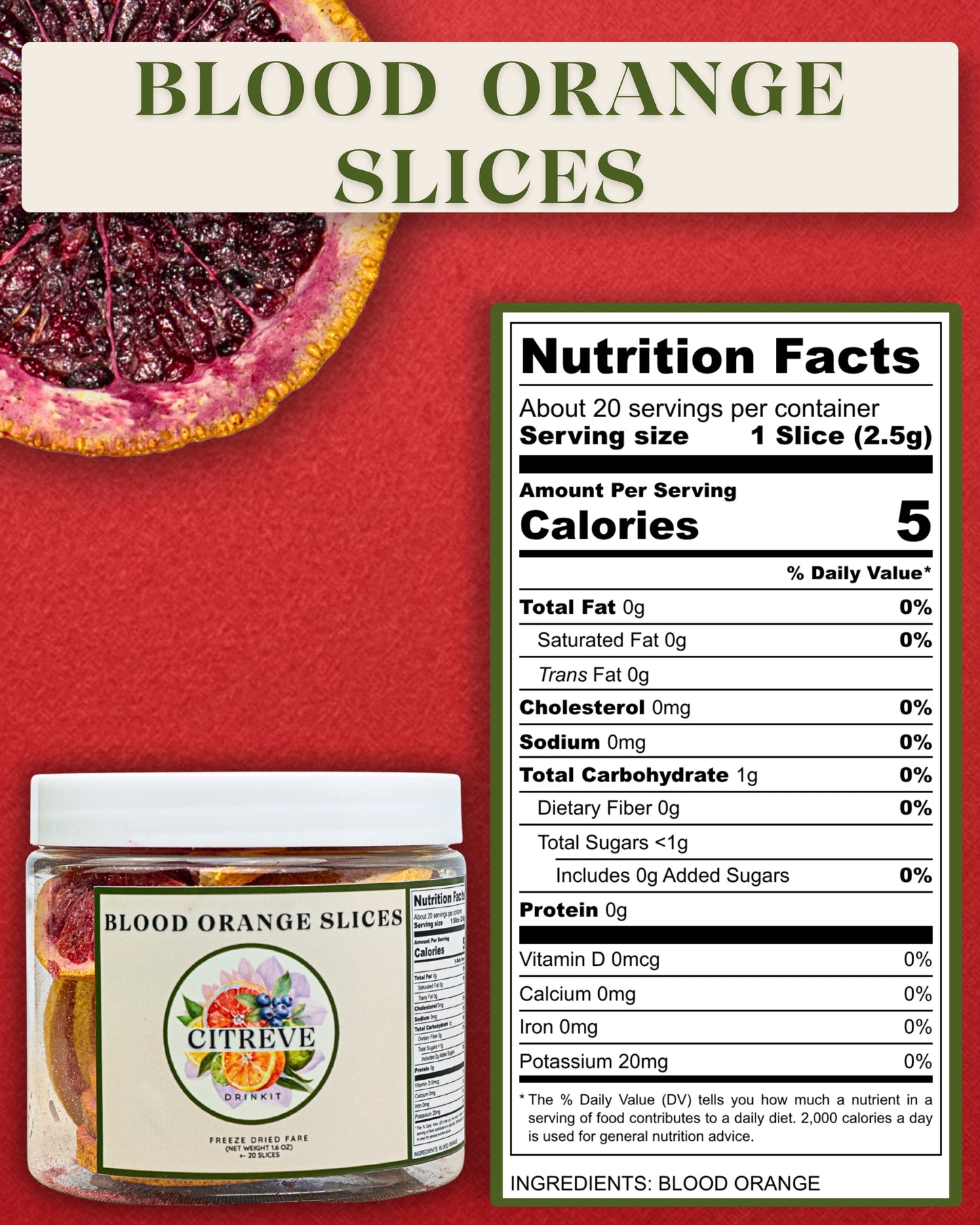 Tasting Size - Freeze-Dried Blood Orange Slices