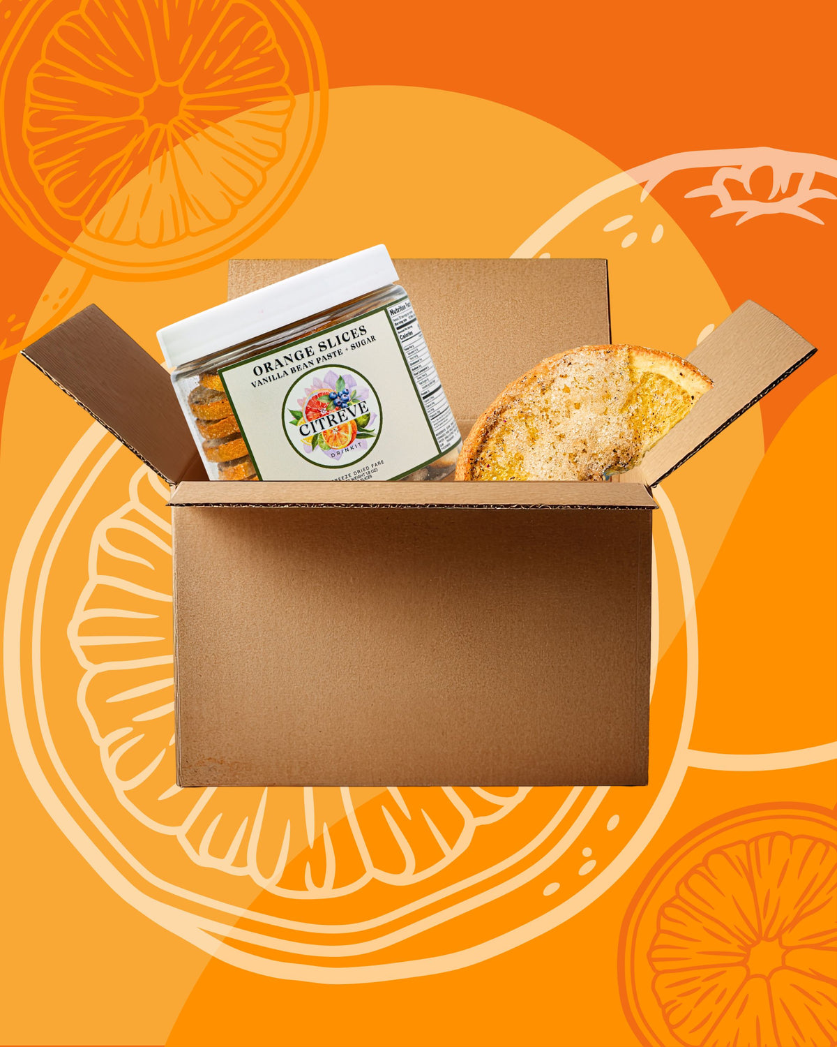 Tasting Case - Freeze Dried Orange Slices with Vanilla Bean Paste + Sugar
