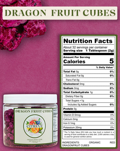 Tasting Size- Freeze-Dried Dragon Fruit Cubes