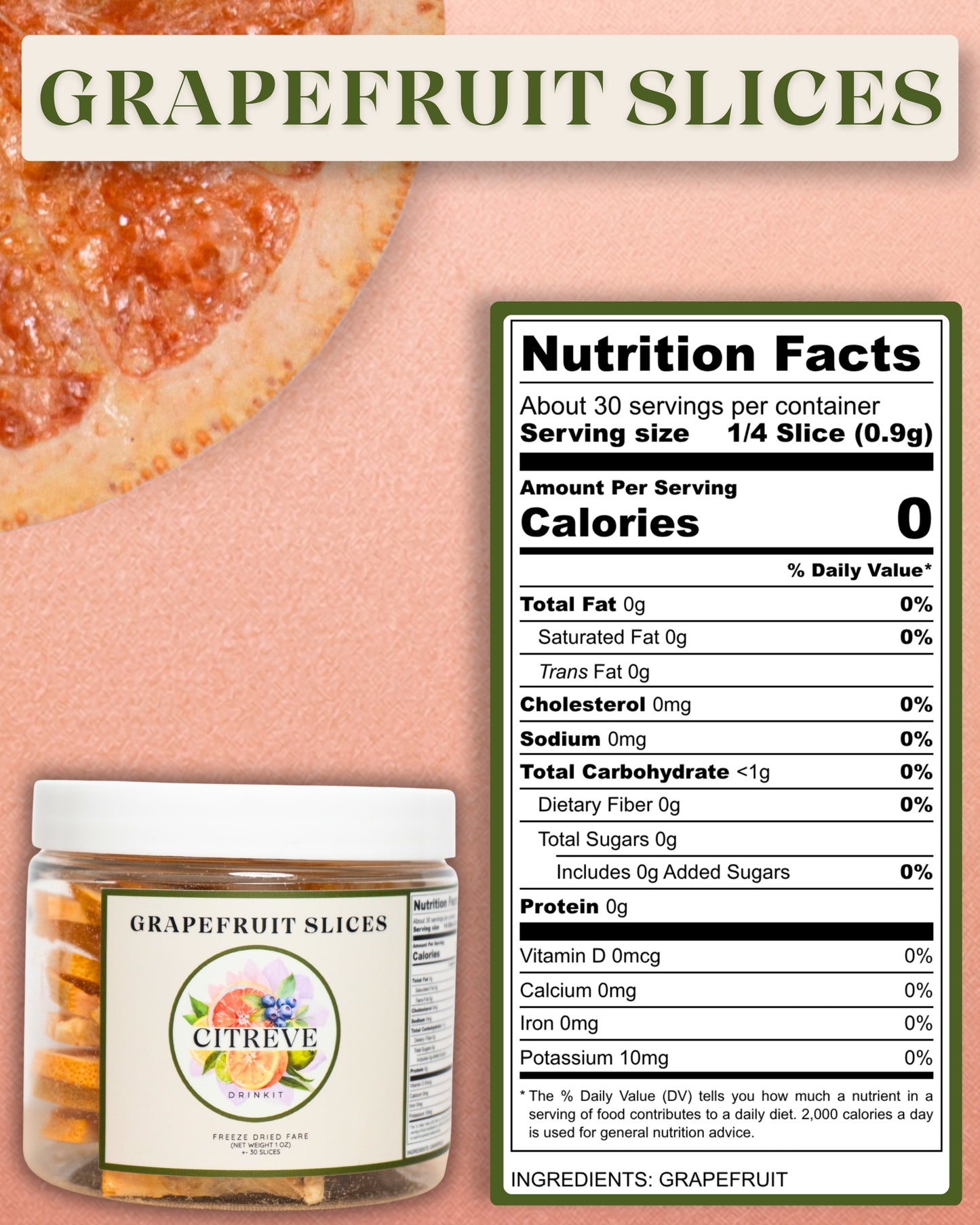 Tasting Size - Freeze-Dried Grapefruit Slices