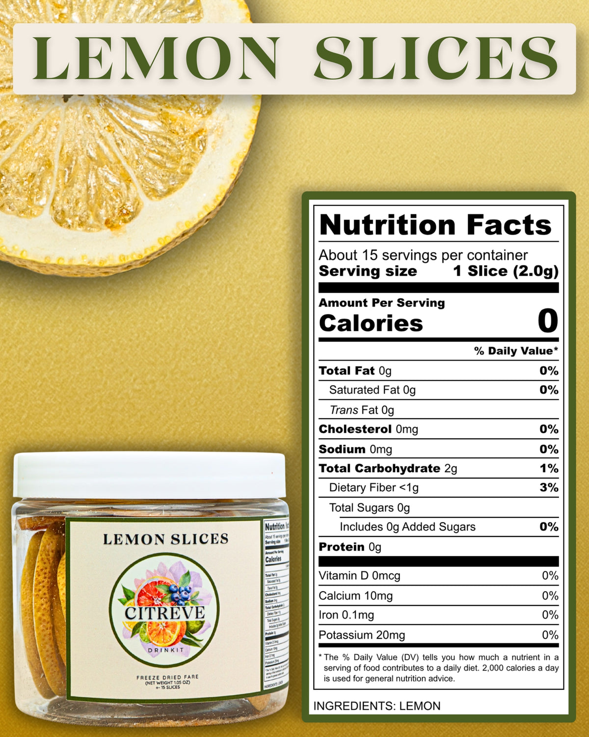 Tasting Size - Freeze-Dried Lemon Slices