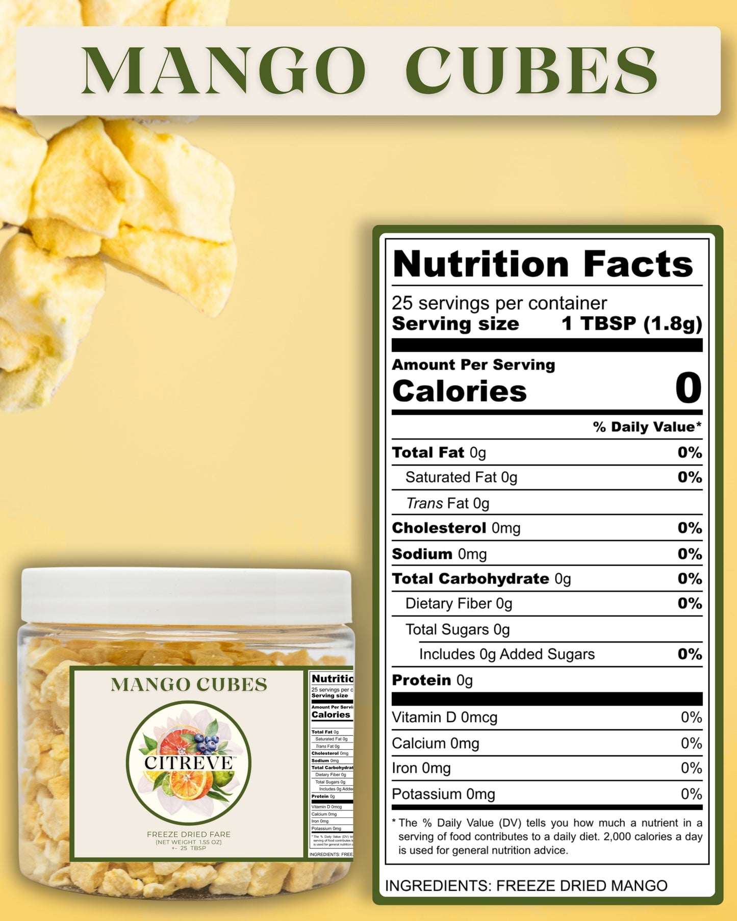 Tasting Size - Freeze Dried Mango Cubes