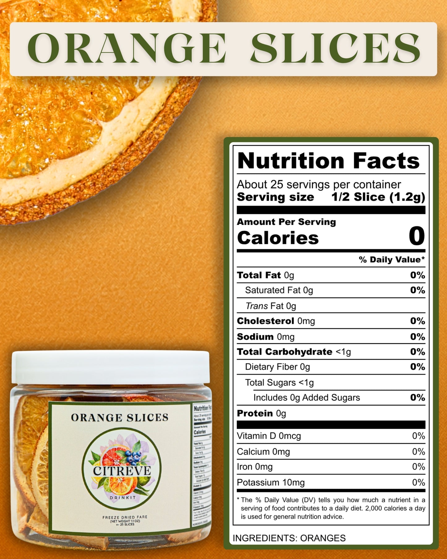 Tasting Size - Freeze-Dried Orange Slices