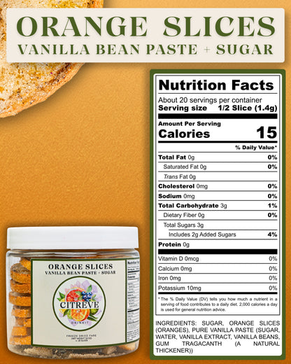 Tasting Size - Freeze-Dried Orange Slices with Vanilla Bean Paste + Sugar