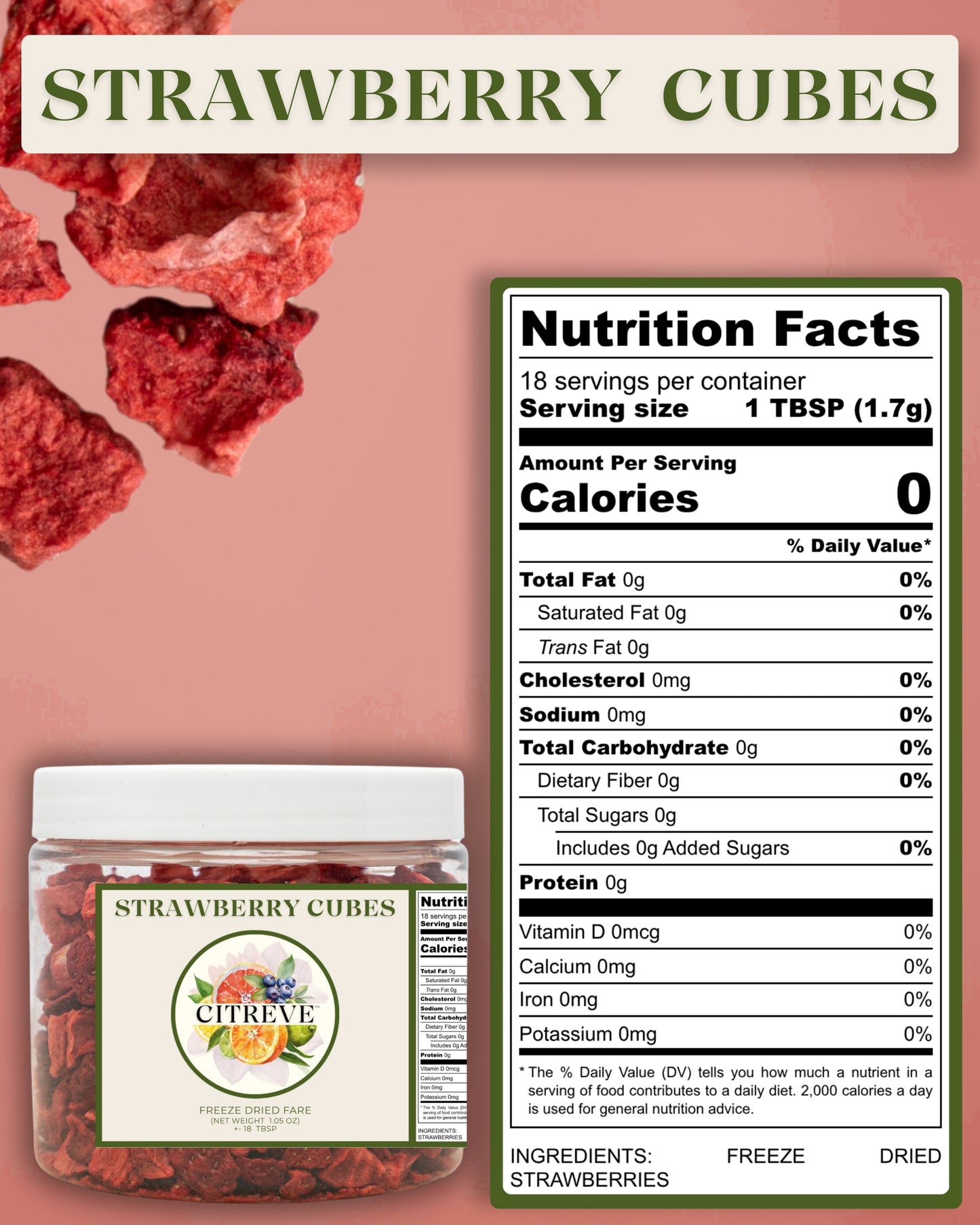 Tasting Size - Freeze Dried Strawberry Cubes
